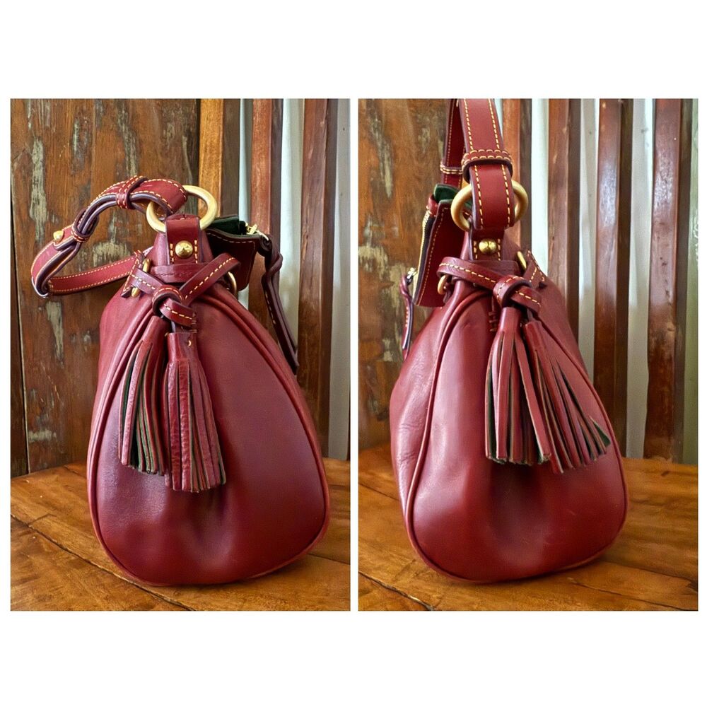 Dooney & Bourke Florentine Leather Zip Hobo Bordeaux  Medium Shoulder Bag - Picture 4 of 14